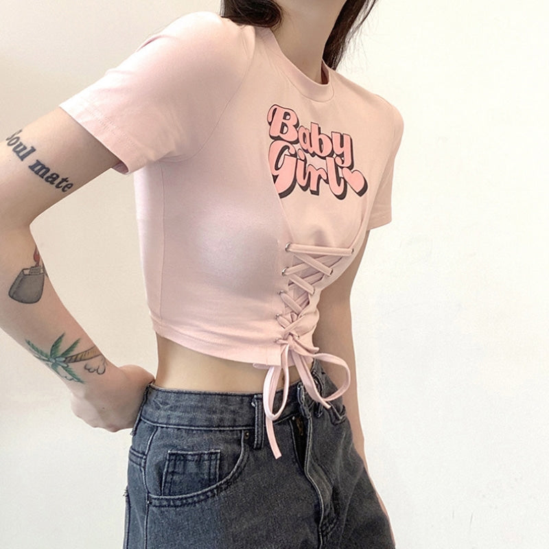 ‘Baby Girl’ Print Crop T-shirt