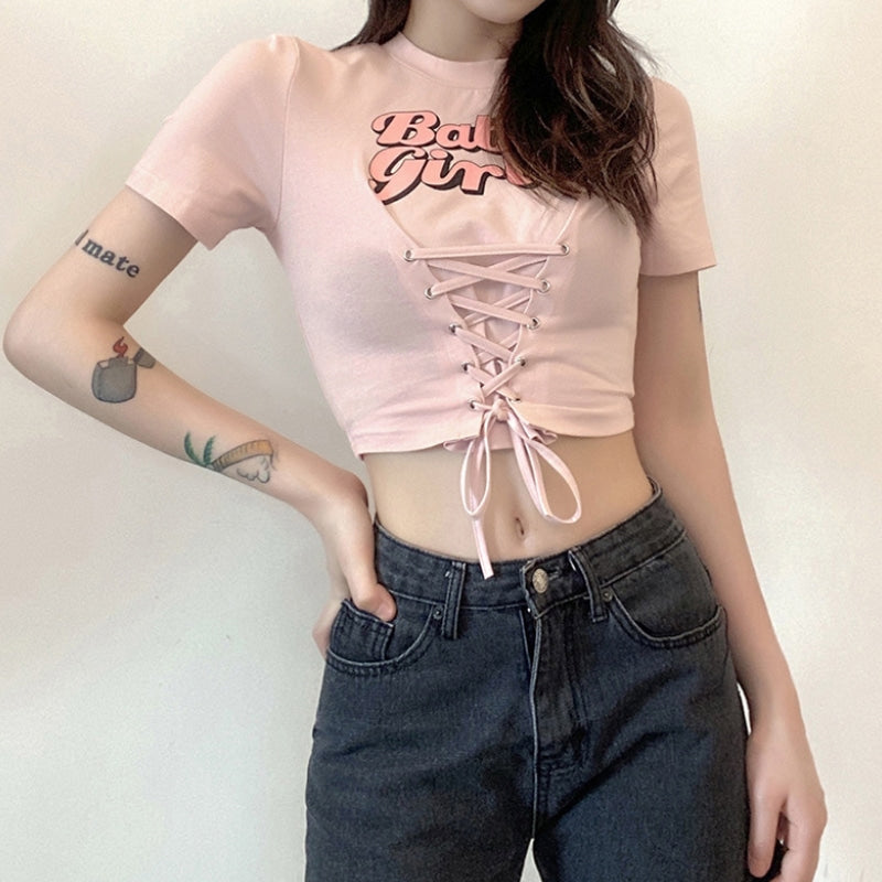 ‘Baby Girl’ Print Crop T-shirt