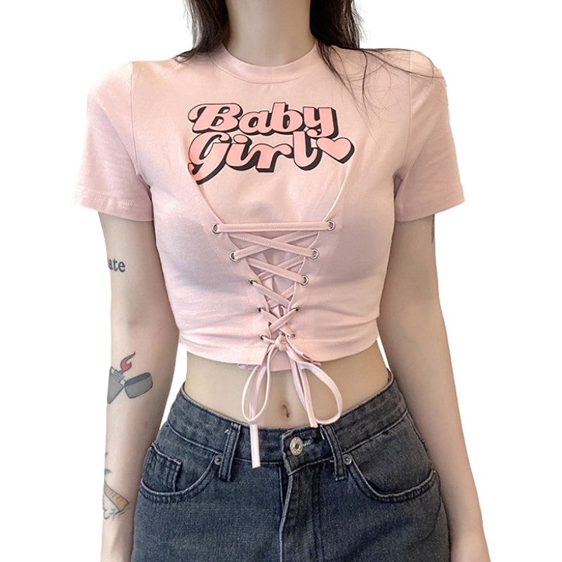 ‘Baby Girl’ Print Crop T-shirt