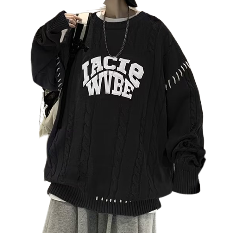 High Street Letter Embroidered Twist Sweater
