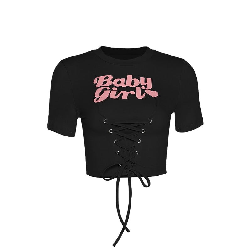 ‘Baby Girl’ Print Crop T-shirt