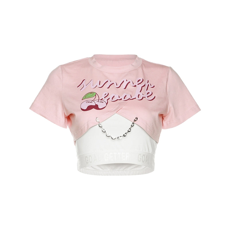 Cherry Letters Crop T-shirt