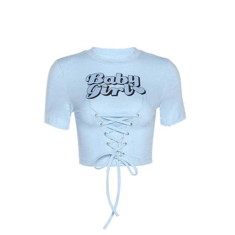 ‘Baby Girl’ Print Crop T-shirt