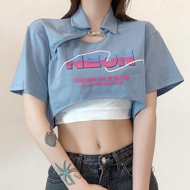 Letters Print Crop T-shirt